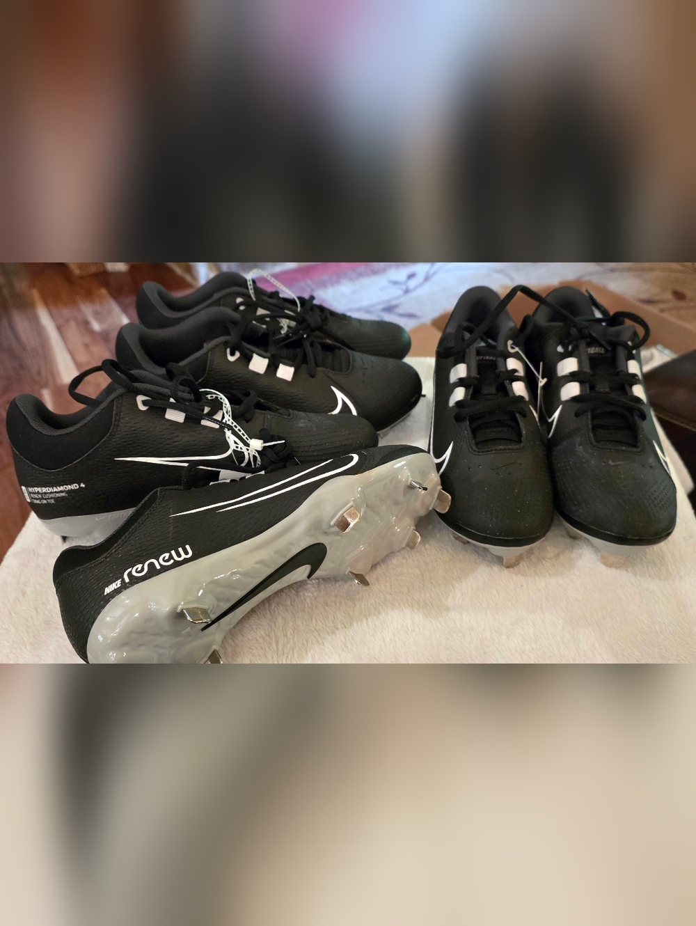 Nike Black and White Softball Cleats - Pair with Metal Studs